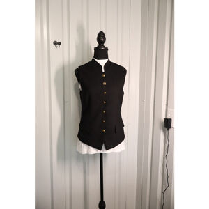 Giorgio Sant'Angelo Women's 100% Wool Black Gold Button Vest Small Office Career